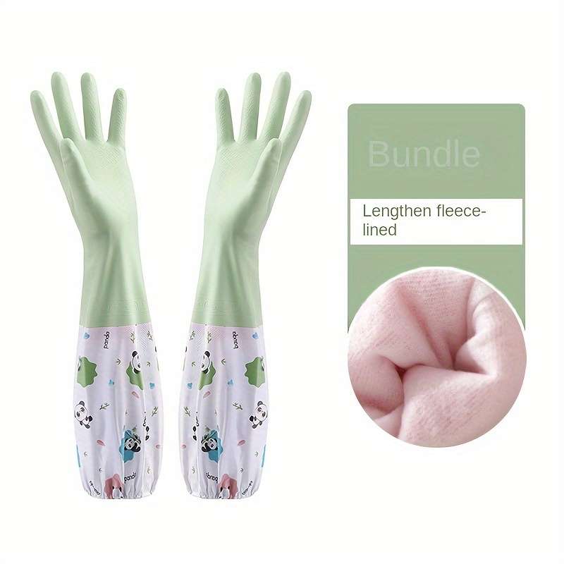 2pcs Housework Cooking Brush Pot Cleaning Cartoon Rubber Gloves Kitchen Dishwashing Gloves