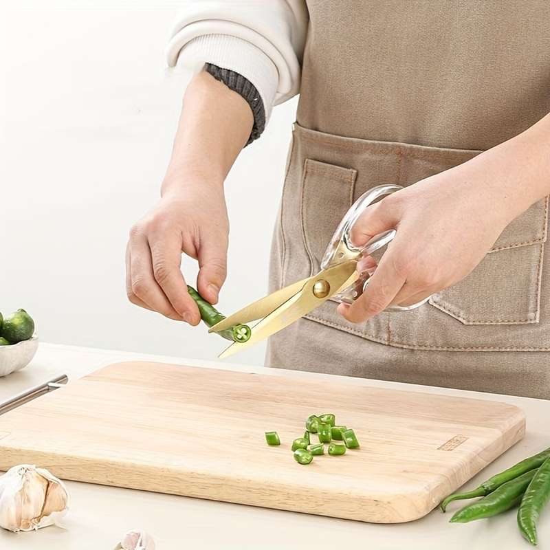 1pc Transparent Handle Kitchen Scissors Ergonomic Rust-Proof Sharp Meat Scissors Outdoor E