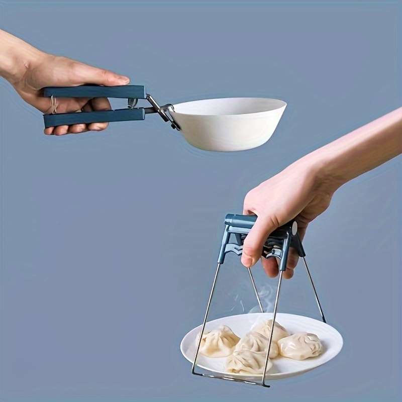 4-Piece Stainless Steel Kitchen Utensil Set Non-Slip Bowl Lifter Dish Grabber Heat-Resistant