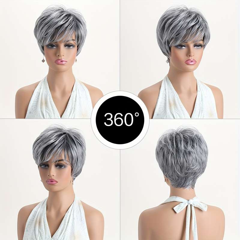 1Pc Silvery Gray 25.4cm Fashion Design Wig