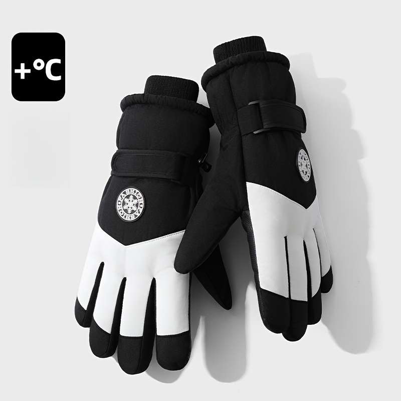 1 Pair Purple And White Warm Gloves