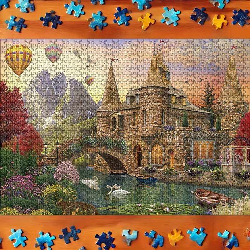 1000pcs Castle Scene Jigsaw Puzzle Advanced Level Multi-Color Rectangular Paper P