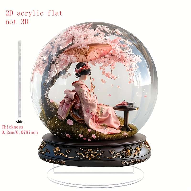 1pc 2D Flat    Charming Japanese Cherry Blossom Girl Acrylic Desktop Decoration Perfe