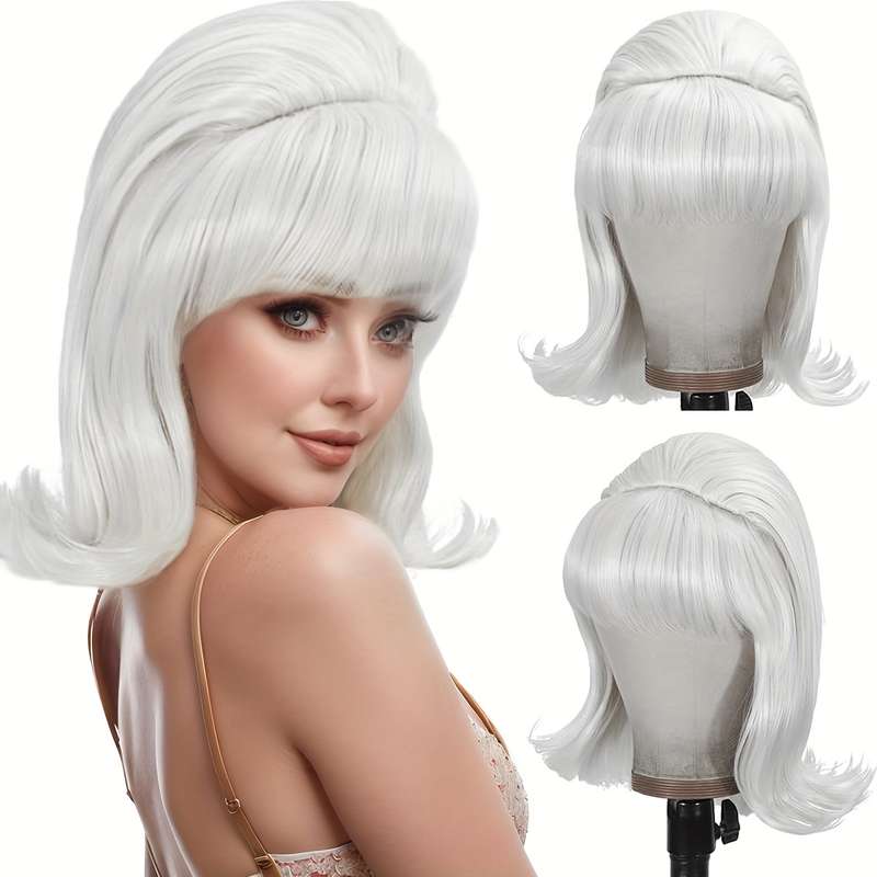 1Pc Advanced White 35.56cm Fashion Design Wig