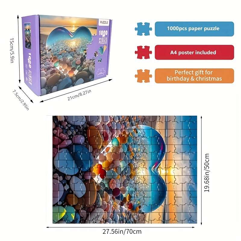 1000pcs Love Stones Jigsaw Puzzle for Adults Vibrant Colorful Landscape Scene with