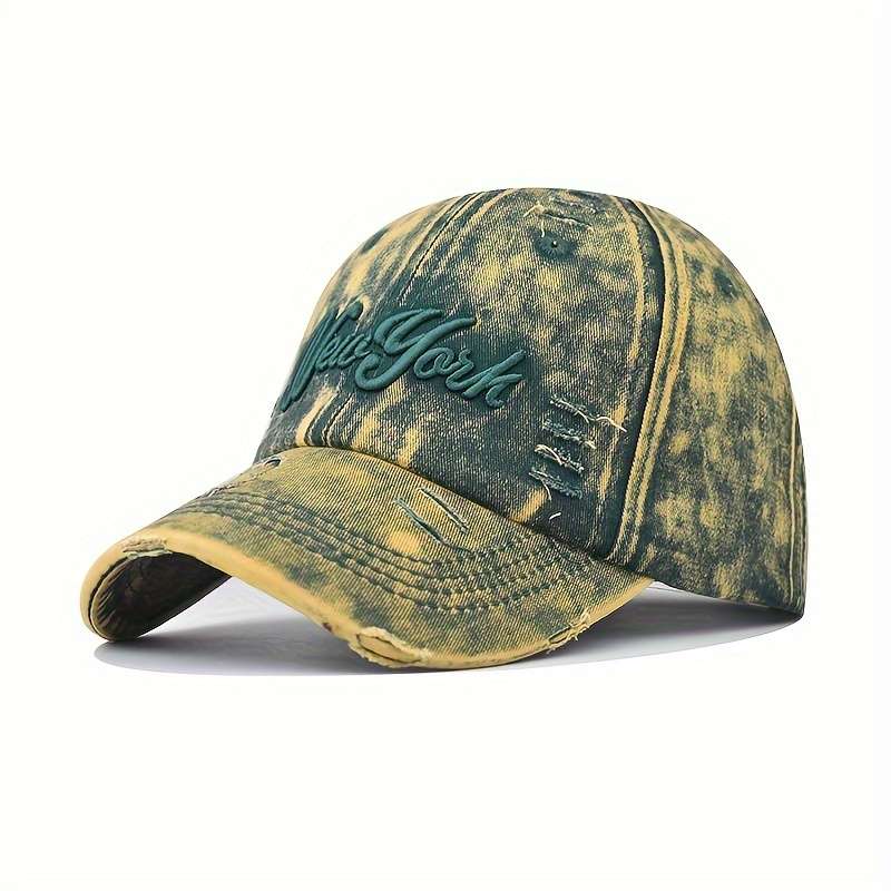 1pc Vintage Distressed Cotton Baseball Cap with Embroidery Adjustable Drawstring Closure Lightwei