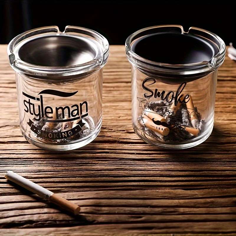 1pc Elegant Round Glass Ashtray with Sand Timer C Creative Anti-Fly Ash Design for Car Living Room