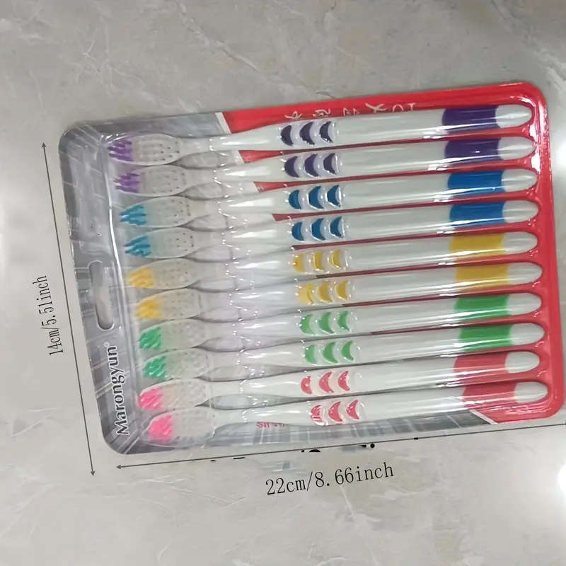 10Pack Bamboo Charcoal Nano Toothbrushes Soft Manual Toothbrushes For Adults Compact Polyester Bris