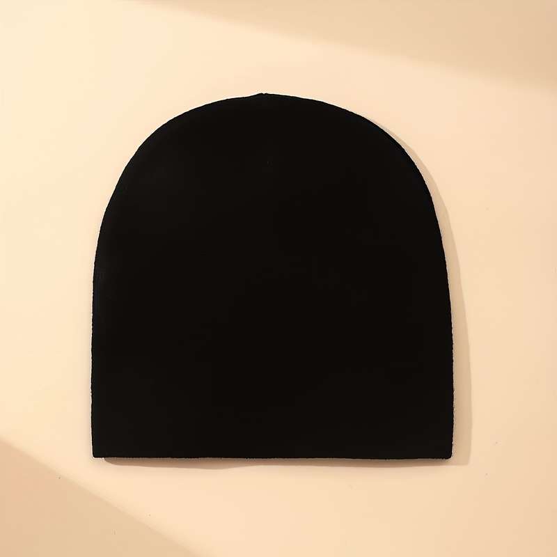 1pc Chic Skull Beanie Black White Jacquard Stretchy Elastic Knit for Women Perfect Casual We
