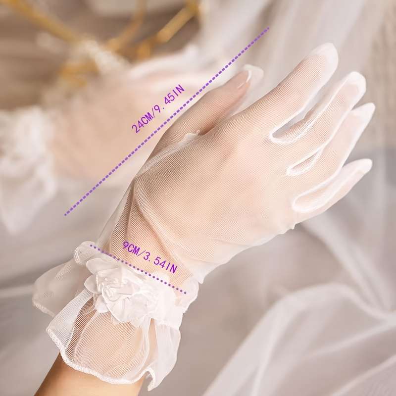 1 Pair White Lace Bridal Gloves