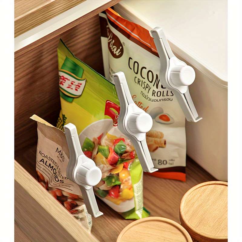 3-Pack KitchenMate Plastic Seal Clips with Pour Spout Non-Food Contact Bag Sealer for Moistur