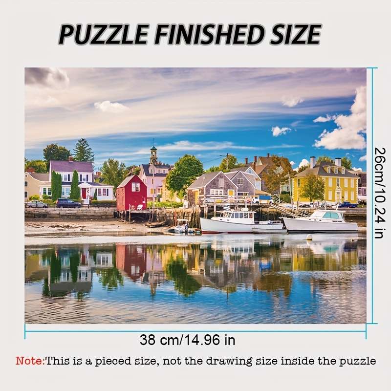 1000pcs Mini Jigsaw Puzzle Charming Seaside Fishing Village Scene 38.0x26.01 cm D