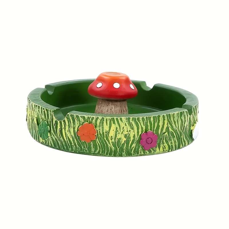 1pc Whimsy Woods Round Resin Mushroom Ashtray Miniature Decorative Non-Electric Desk Accessory