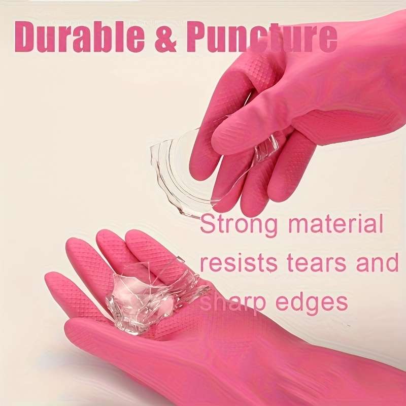 2 Pairs Pink Size  M Household Cleaning Gloves