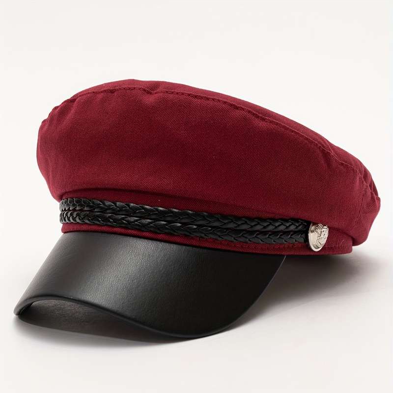 1pc Backtoschool Essential Elegant Women's Newsboy Cap with Double Twine Rope and Metal Buckle F