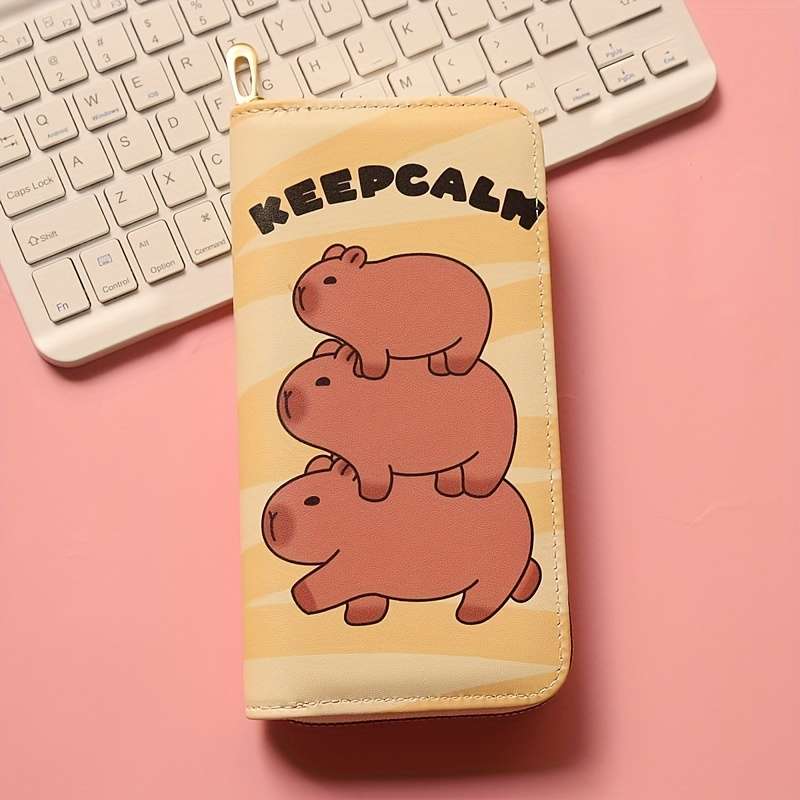 1pc Capybara-Themed Long Wallet for Girls Women Large Capacity Multi-Card Slots Synthetic Fau