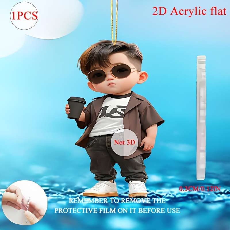 1pc 2D Flat  One piece of  acrylic material fashionable style cool for Man and woman theme