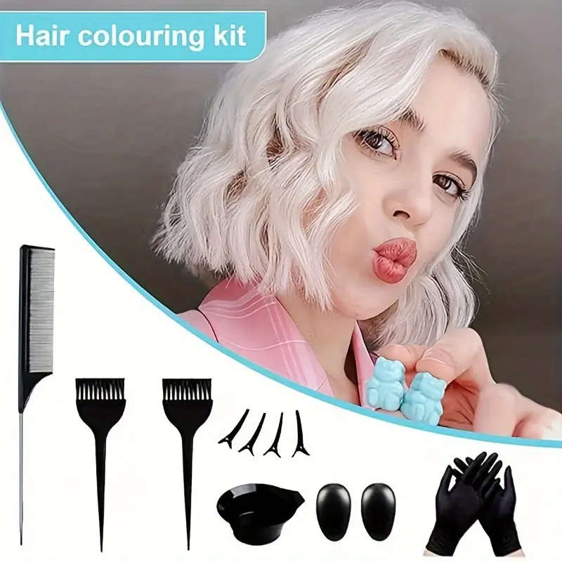 16pcs Hair Coloring Kit with Mixing Bowl Dual-Sided Brush Salon Accessories for All Hair Types