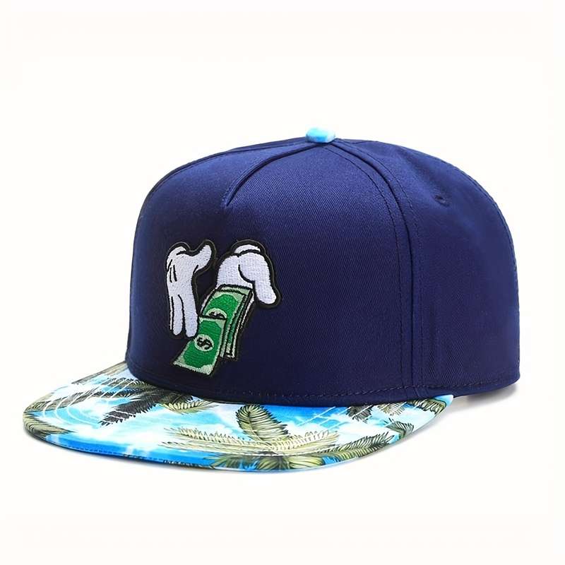 1pc Lightweight Stretch Fit Flat Brim Baseball Cap 100% Polyester Adjustable Snapback Closure B