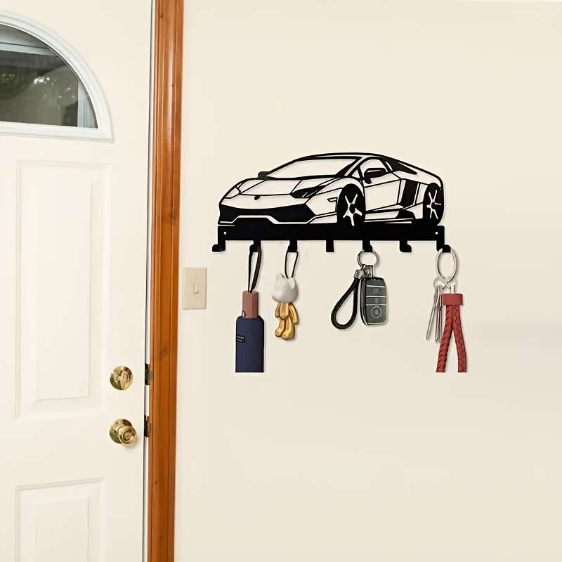 1pc Modern Metal Car-Shaped Wall Key Hook Easy Install Decorative Storage for Living Room Bedroom