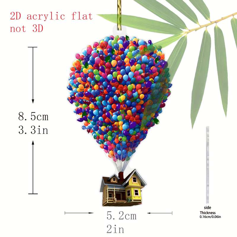 1pc 2D Flat  Acrylic Car Air Freshener Vibrant Balloon House Design Ideal for Car Interiors P