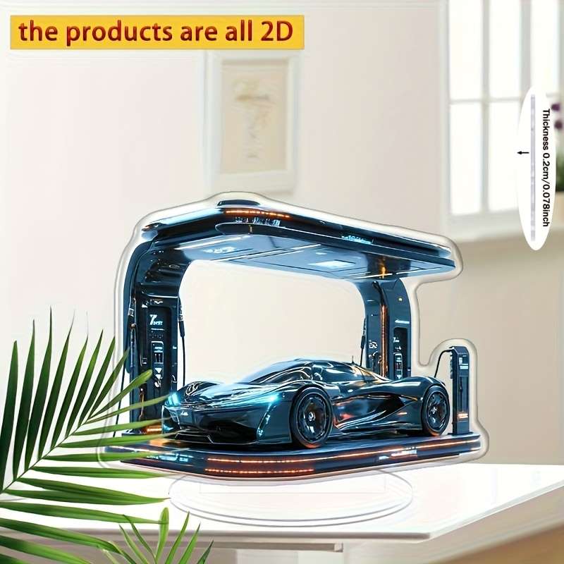 1pc 2D Flat   Futuristic Cyberpunk Style  Acrylic Ornament with LED Base Fashionable Sports