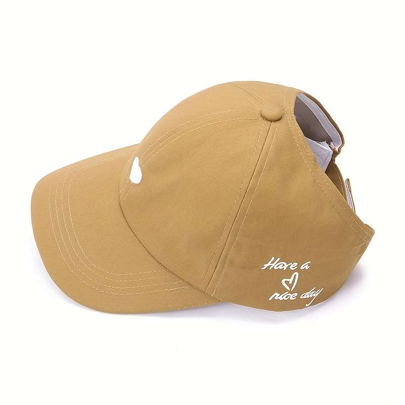 1pc Women's Lightweight Breathable Visor Cap "Have a Nice Day" Ponytail Baseball Hat Sun Protect