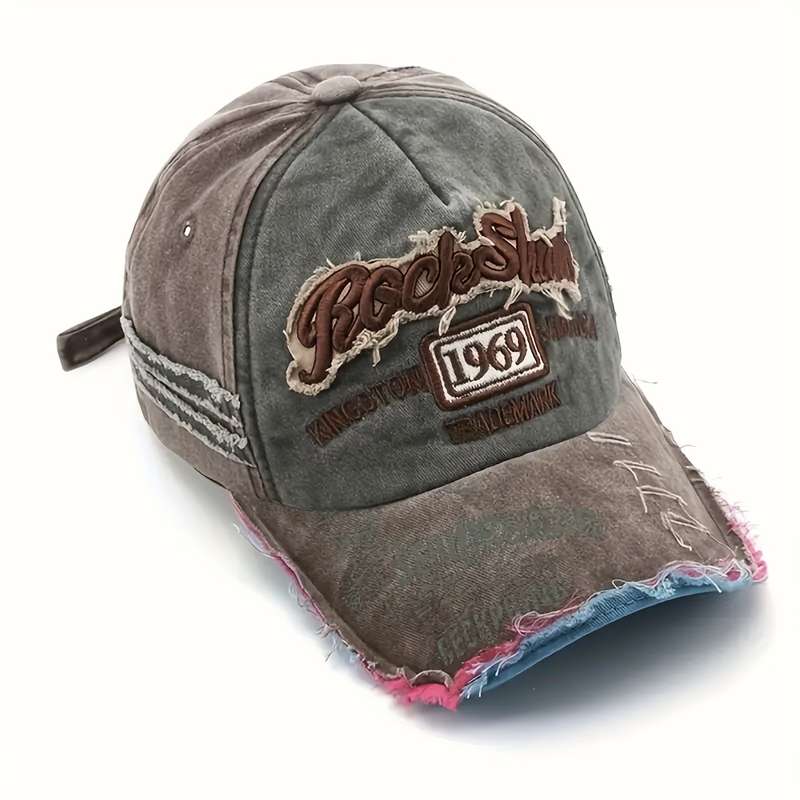 1pc Vintage-Style Baseball Cap With Embroidered Alphabet Lightweight Breathable And Washable Su