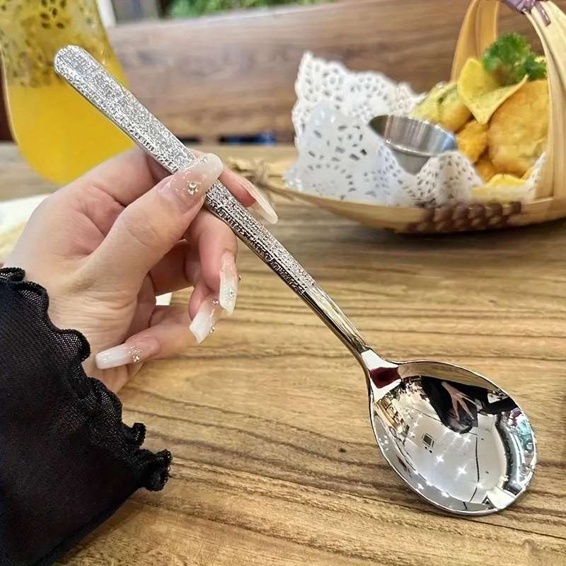 8pcs Stainless Steel Hammering Spoon Set Suitable for Soup Catering And Kitchen Use