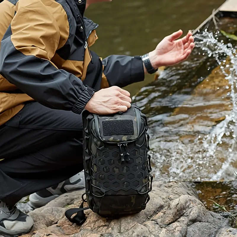 1pc Large Capacity Camo Tactical Chest Bag Durable Water-Resistant Oxford Fabric