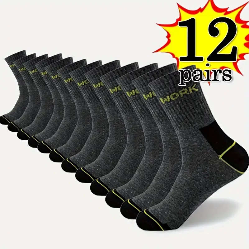 12 Pairs of Men's Heavy-Duty Athletic Socks
