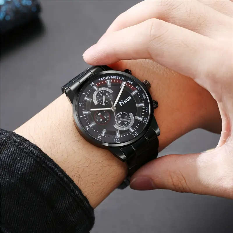 Set of 3 Including a Stylish Men'S Quartz Watch Perfume And Glasses Packaged As a Gift Box Perfect f