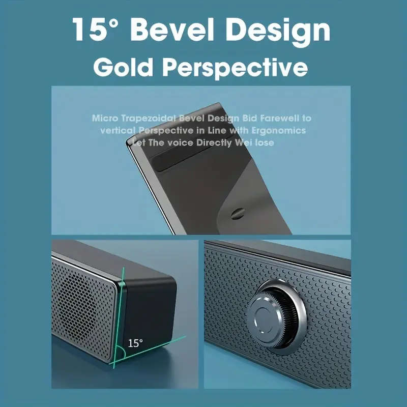 1pc Stereo Soundbar USB-Powered Desktop Speaker with Volume Control Dual Speakers Bass Boost Button