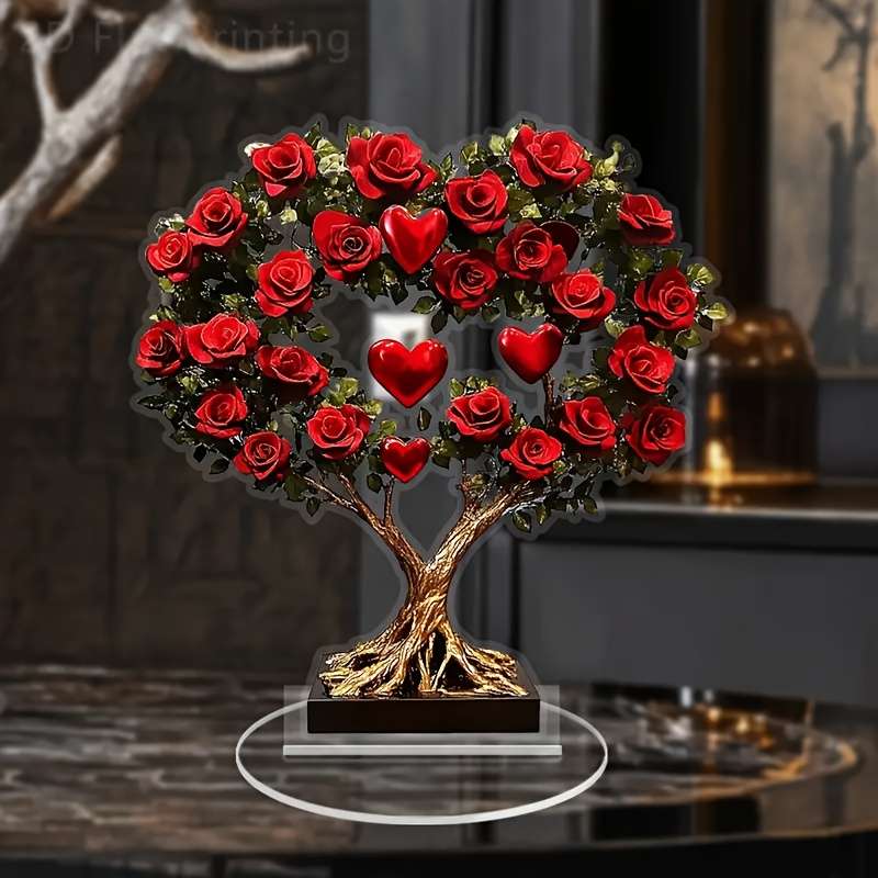 1pc 2D Flat  A Bouquet of Roses Filled with Love Along with a  Acrylic Ornament Makes a Great Ch
