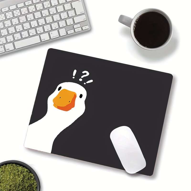 1pc Fun Duck Design Mouse Pad Non-Slip Stitched Edge Desk Mat for Office Home Perfe
