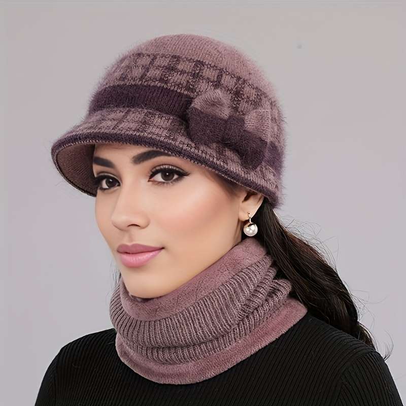 1pc  New Autumn and Winter Bow Decorated Knitted Hat Fashionable and Versatile Suitable f