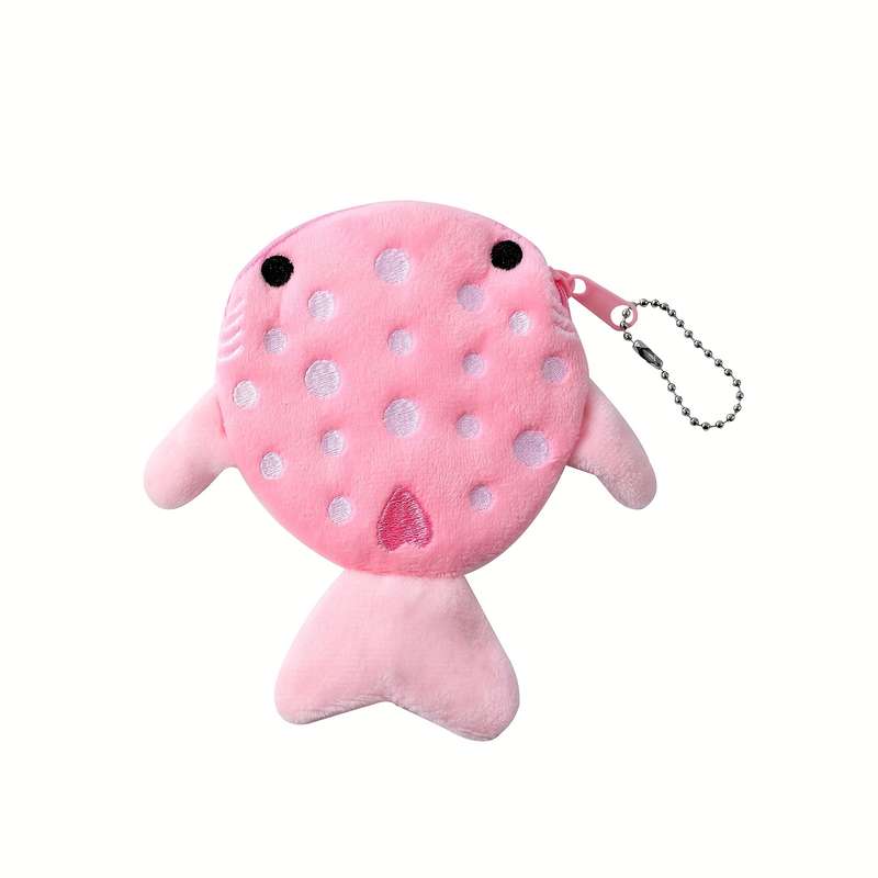 1pc Mini Whale Charm Coin Pouches Adorable Whale Designs Soft Polyester Hand Washable Zipper C