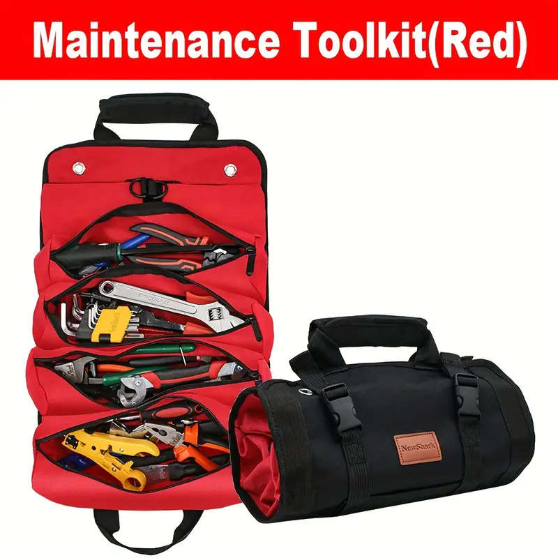 Portable Heavy Duty Tool Organizer Roll Up Bag with Detachable Pouch Suitable for Men and Women