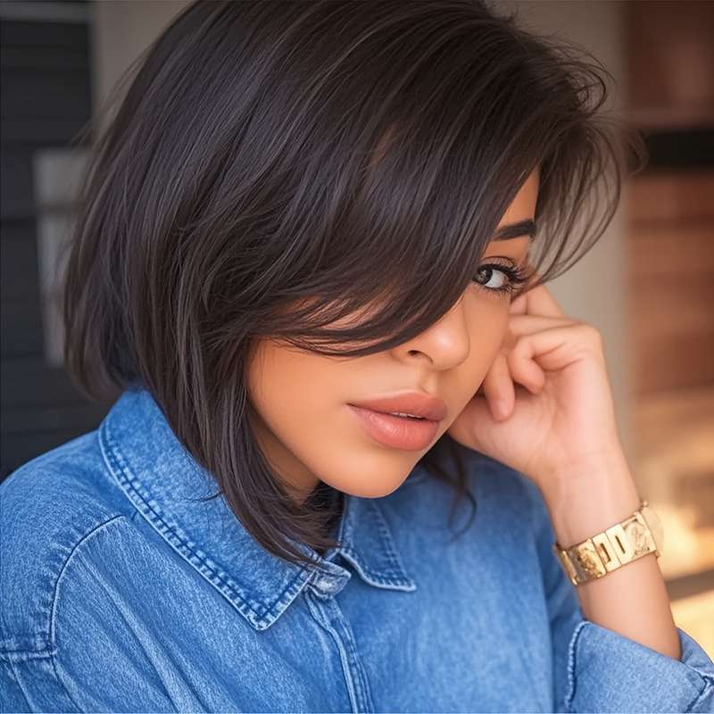 1Pc Black 30.48cm Fashion Design Wig