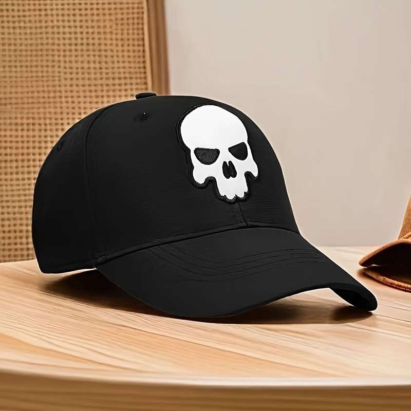 1pc Unisex Golf Baseball Cap 100% Polyester Breathable Adjustable Fit with Embroidered Skull De