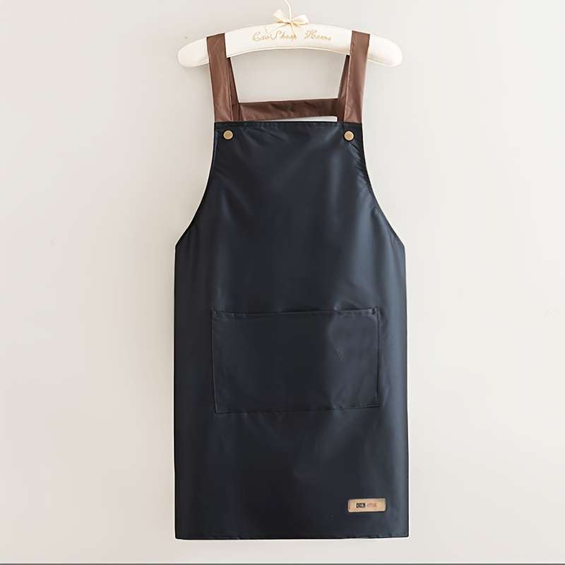 1pc Kitchen Apron with Large Pocket Adjustable Neck Strap Durable Polyester for Cooking B