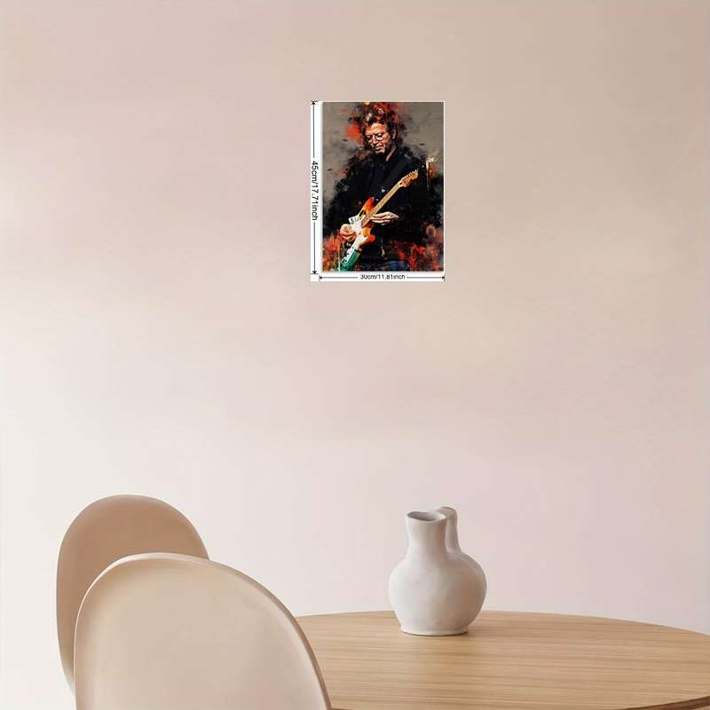 1pc  Eric Clapton Guitarist Canvas Art Vibrant 30.48x45.72cm Wall Decor Fiery Abstract Backgr