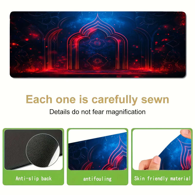 1pc 40x90cm Cyberpunk Mysterious Arch Design Mouse Pad Non-Slip Rubber Base