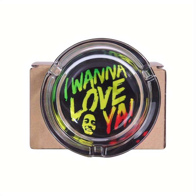 1pc Charming Cartoon Flower Glass Ashtray 85mm Round Perfect for Home Use Gifts
