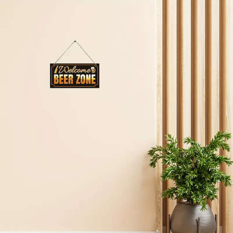 1pc Vintage Welcome Beer Zone Wooden Wall Art Decor Sign for Bar Pub Beer Festival Entrance Decorati