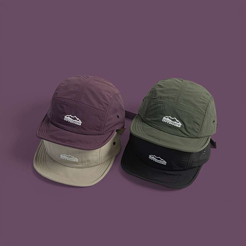 1pc Outdoors Logo Baseball Cap Black Polyester Breathable Quick-Dry Vintage Mountain Design