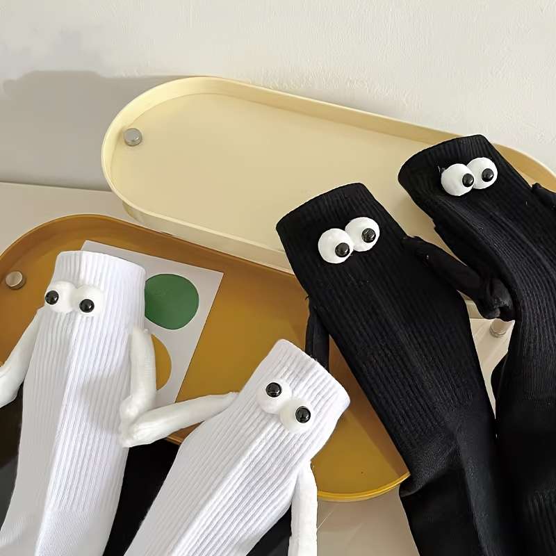 2 Pairs Black And White One Size High Elastic Socks