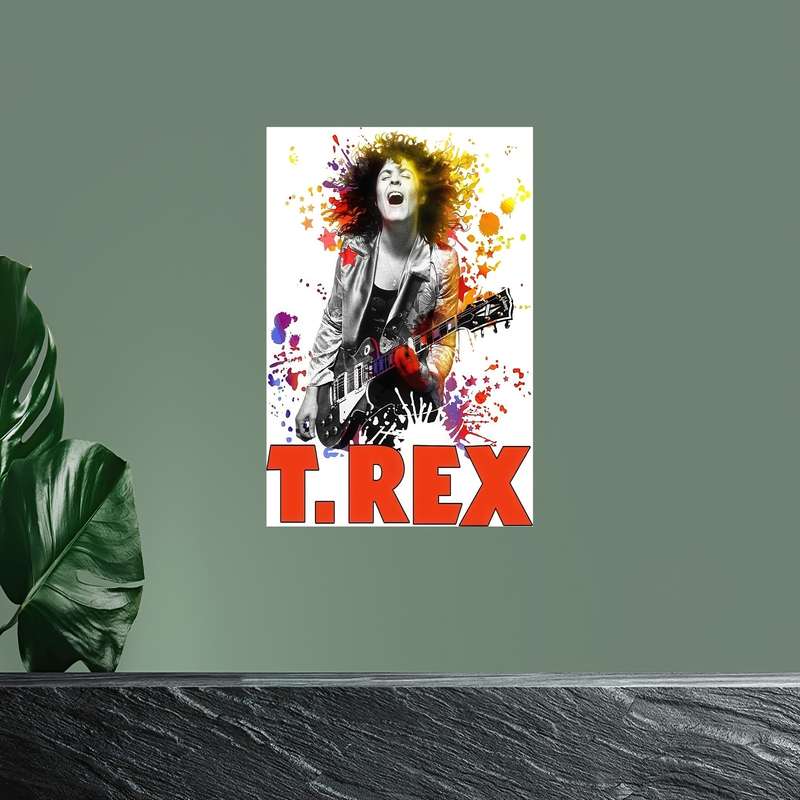 1pc 2D Flat One Piece of Unframed Canvas Artwork Featuring a T-Rex Rock Band Inspired by Marc Bol