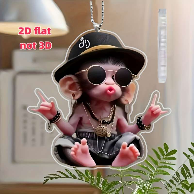 1pc 2D Flat   ~  Acrylic ~ A Funny Monkey Decorative Pendant Used for Keychain Pendants