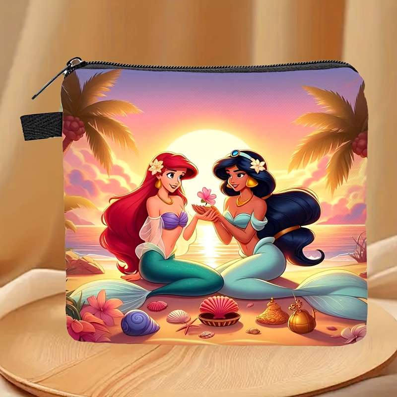 1pc Disney Mickey Minnie Mouse Coin Purse Festive Fall-Themed Design with Pumpkins Apples Au